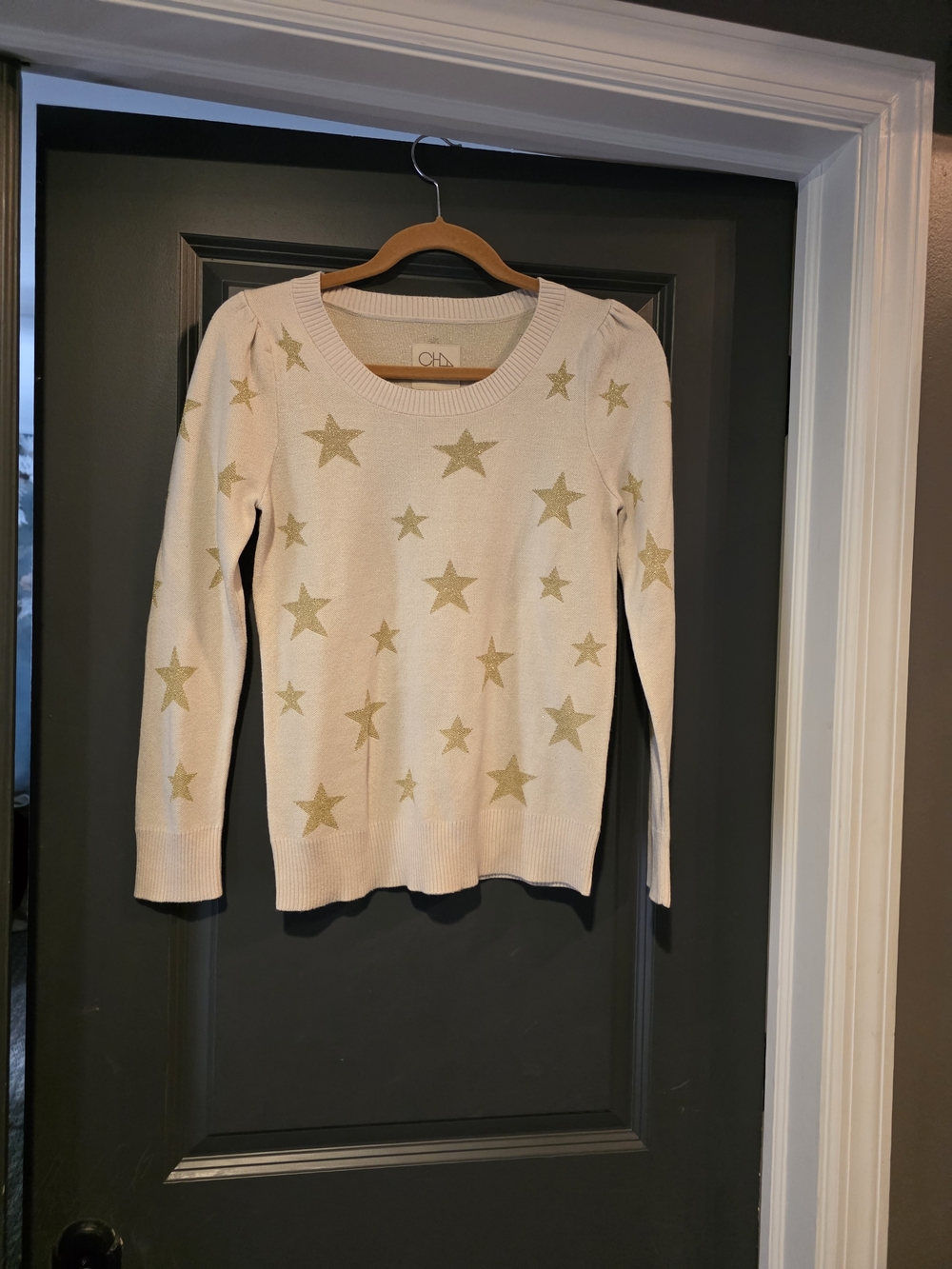 Chaser Cream Sweater with Gold Stars